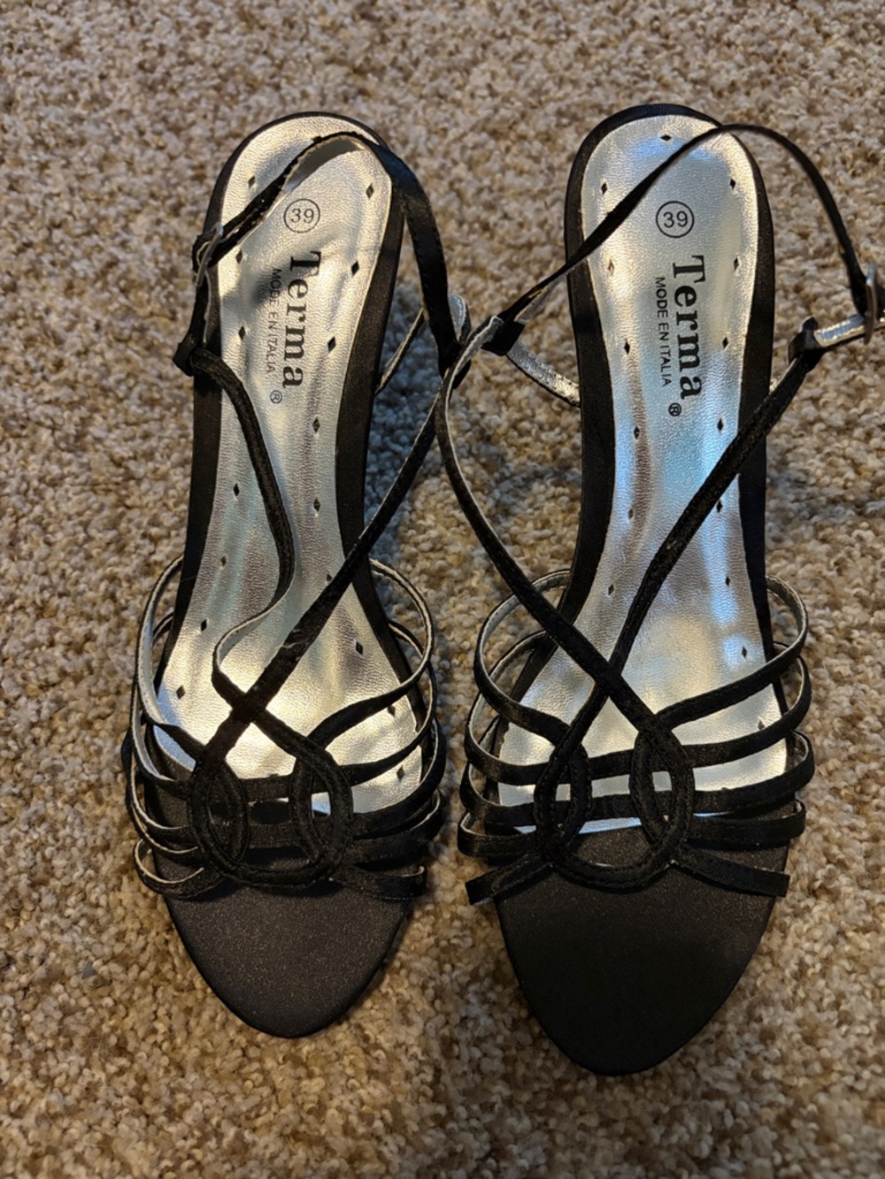 New without tag..Black Strappy High-Heel Dress Sandals